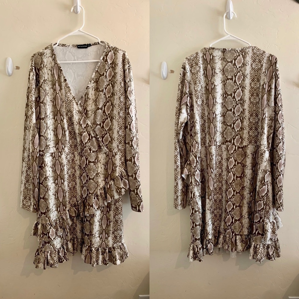 Plus size snakeskin ruffle dress